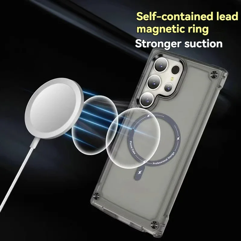 Funda magnética de armadura híbrida para Magsafe Samsung Galaxy S25 S24 S23 Ultra S22 Plus S 25 Mag, funda de teléfono con parachoques seguro a prueba de golpes - imagen 2