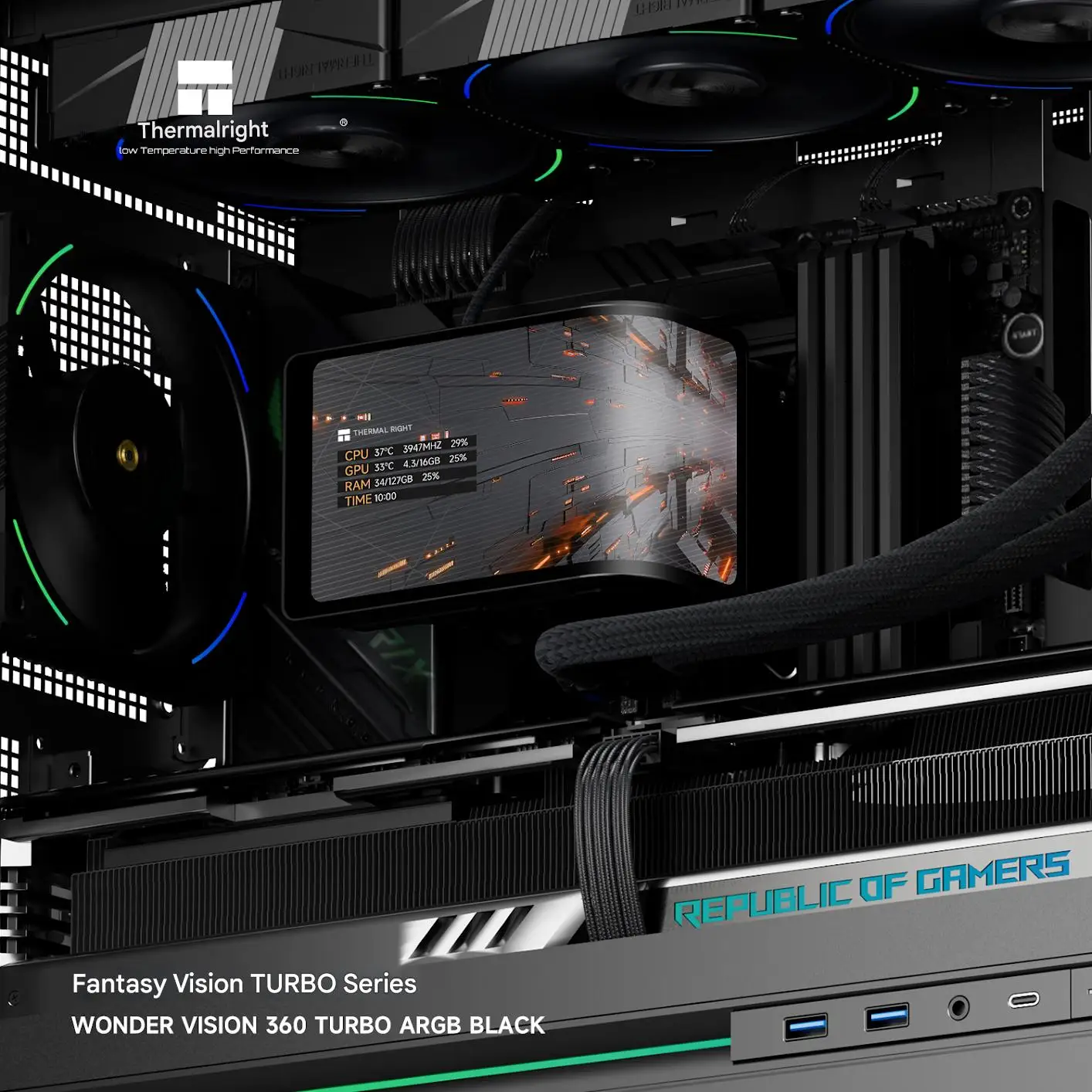 Thermalright WONDER VISION 360 TURBO ARGB Enfriador de agua todo en uno de 360 ​​mm, radiador de refrigeración líquida, pantalla curva 3D magnética de 6,67 pulgadas/AM5/LGA1851/1700 - imagen 2