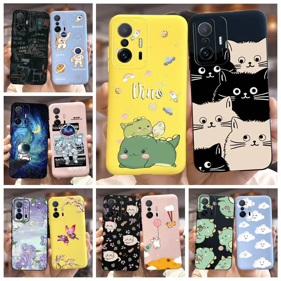 Para Xiaomi 11T Pro funda Mi 11T lindo dinosaurio cubierta de dibujos animados funda de teléfono de silicona suave para Xiaomi Mi 11T 11TPro Fundas Coque parachoques