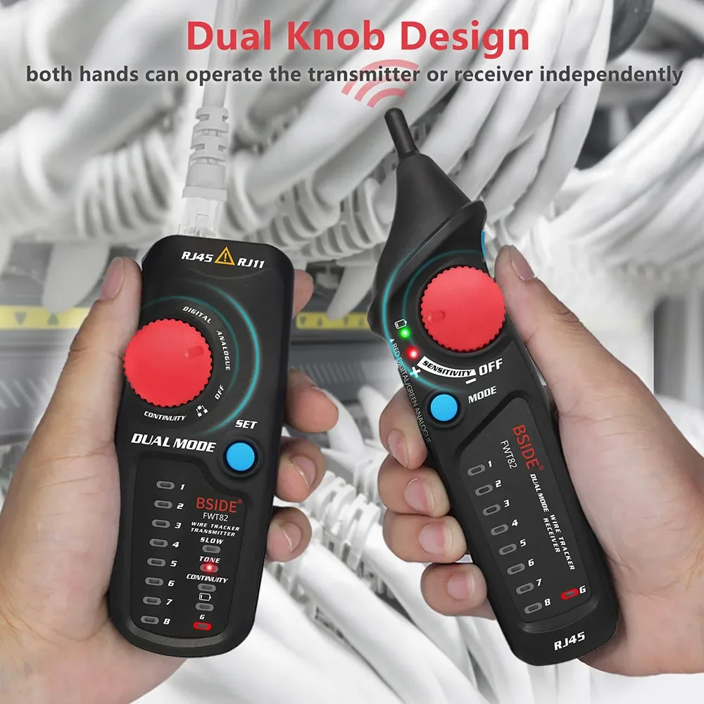 Rastreador de Cable de red FWT82, tóner de Cable de modo Dual, RJ45, RJ11, Ethernet, LAN, analizador, Detector, buscador de línea - imagen 5