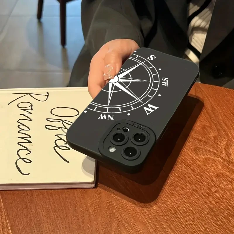 Funda de teléfono para iPhone 11, iPhone 15 16 Pro Max 14 13 12 Mini X XS XR 7 8 Plus SE 2020, funda suave a prueba de golpes con patrón de brújula - imagen 4