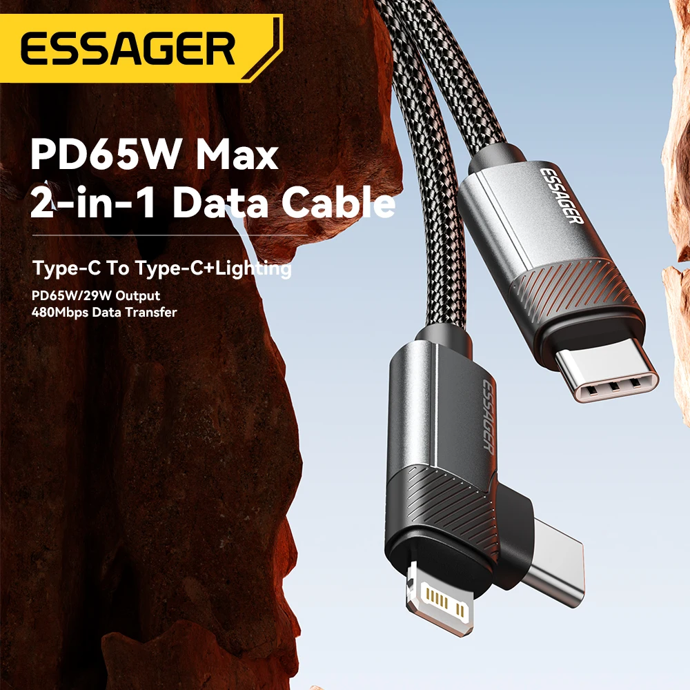 Cable USB-C 65W Essager Carga Rápida iPhone 15/MacBook/iPad Pro - imagen 4