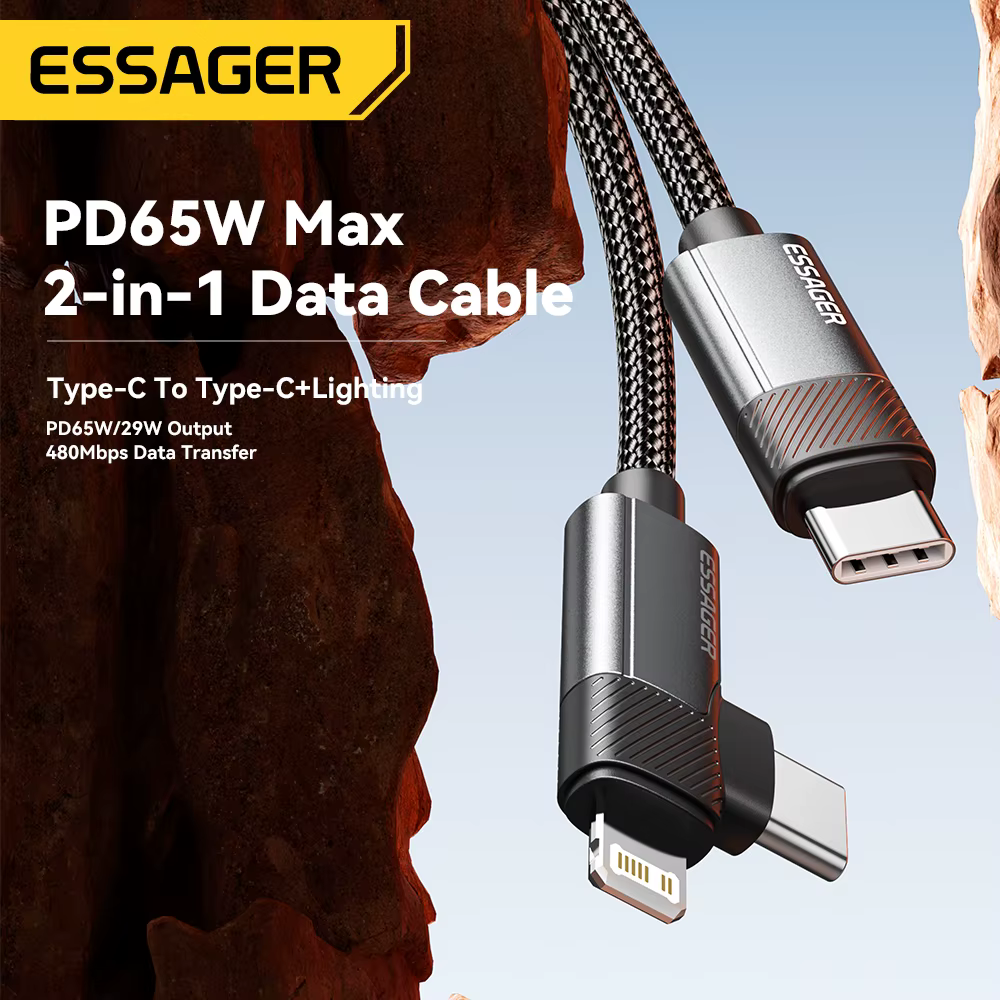 Cable USB-C 65W Essager Carga Rápida iPhone 15/MacBook/iPad Pro - imagen 4
