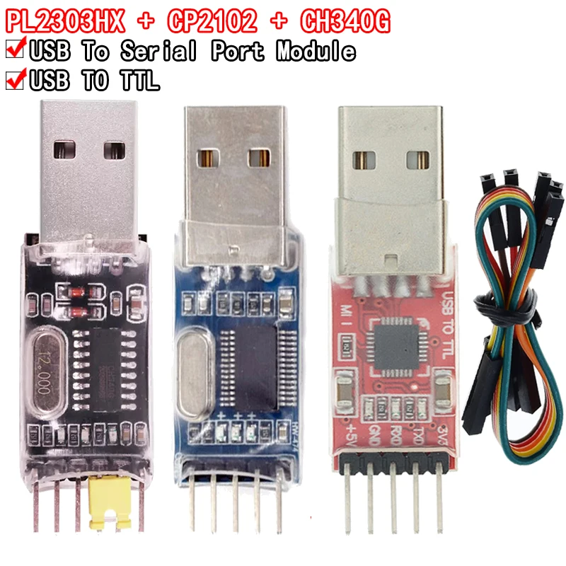 3 uds/lote = 1 Uds PL2303HX + 1 Uds CP2102 + 1 Uds CH340G USB a TTL para arduino PL2303 CP2102 módulo USB de 5 pines a UART TTL