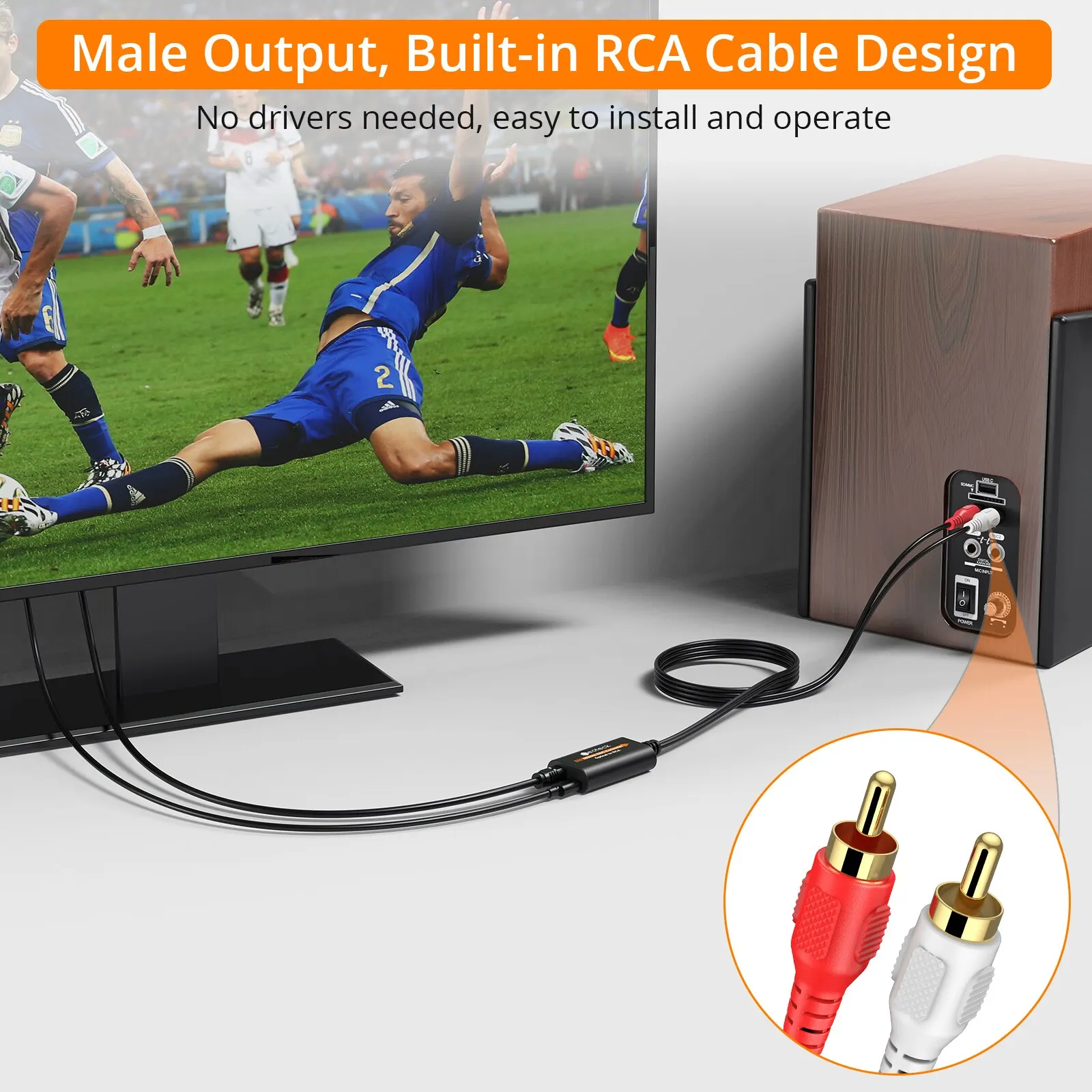 Neoteck-Convertidor de Audio Digital a analógico, adaptador de Audio óptico Toslink a RCA, conector macho, convertidor DAC, 192kHz - imagen 5