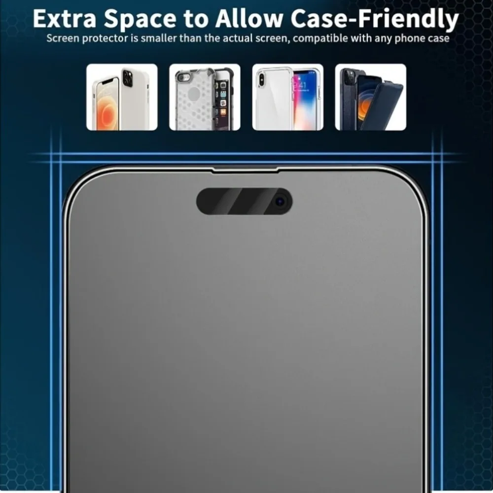 Protector de pantalla completa mate de 3 piezas para iPhone 17 16 15 14 Pro Max Air 16e 15 Plus vidrio templado para iPhone 13 12 11 Pro XR XS Max - imagen 3