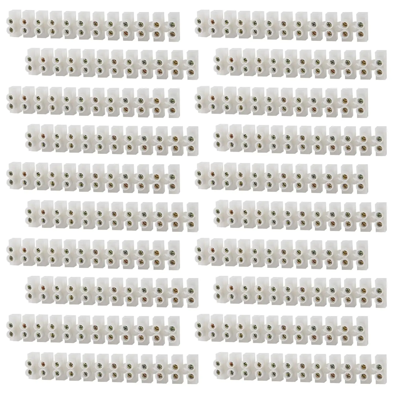 Juego de bloques de terminales de 20 piezas, tira de terminales de doble fila de 12 posiciones, Terminal de tornillo, bloque de barrera eléctrica para proyectos domésticos pequeños