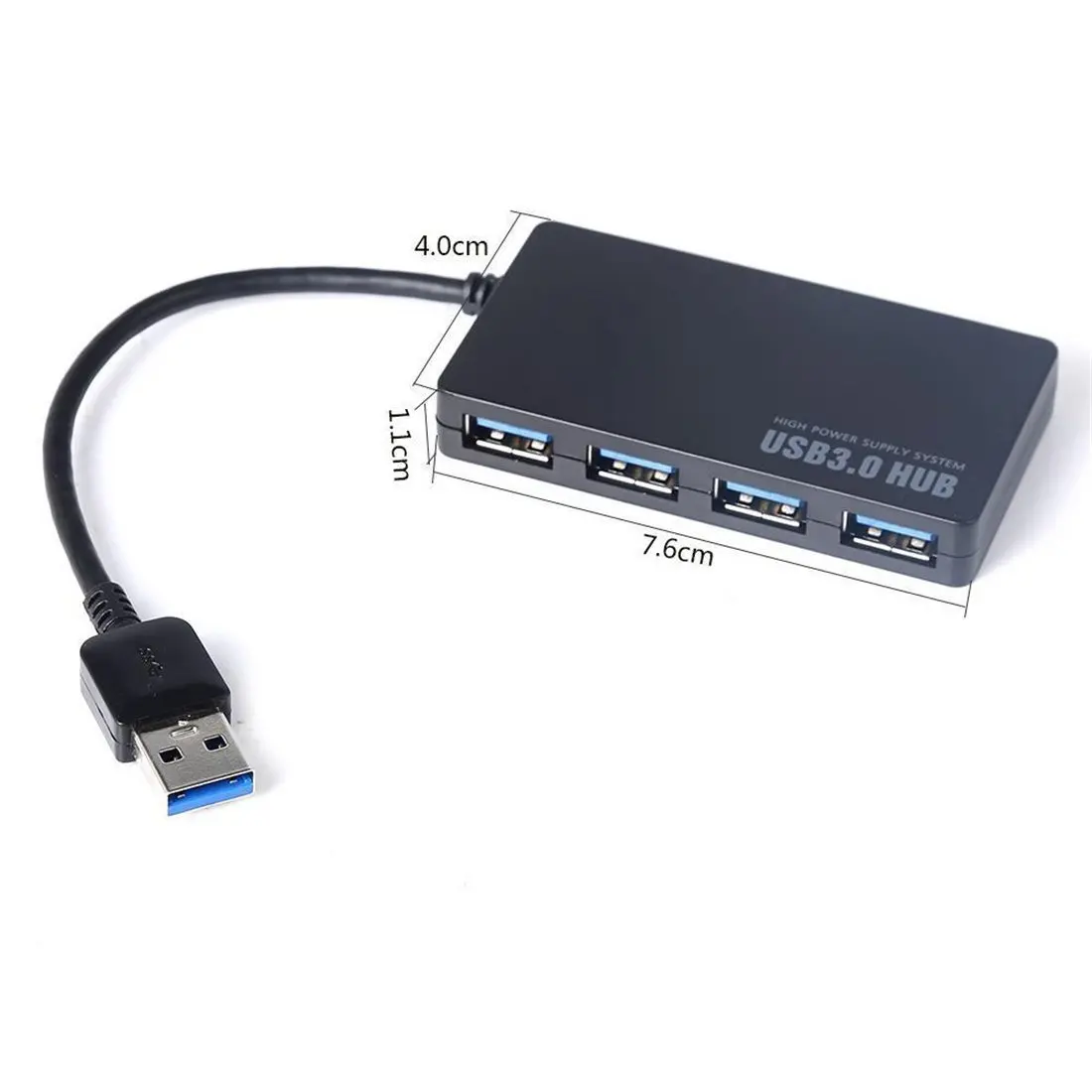 Hub USB portátil compacto 4 puertos USB 3.0 Hub Splitter Adaptador 5Gbps para Mac Laptop Notebook PC Escritorio Negro - imagen 3