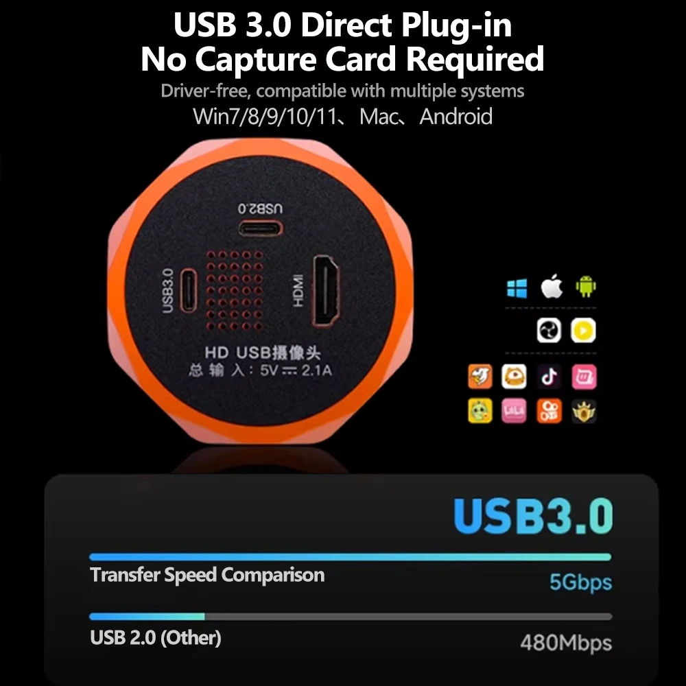 AMAOE AM-C6 4K HD cámara de transmisión en vivo con Sensor de aumento 9x mejora de brillo HDR herramienta de enfoque automático de formato YUY2 - imagen 4