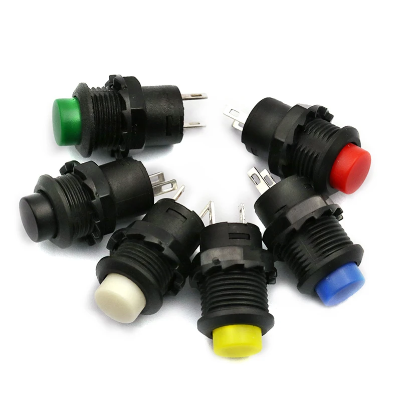 6 uds DS-428/427 PBS-11B 12MM interruptor de botón de plástico autoblocante momentáneo 3A 125V 1.5A 250V AC 2 pines 6 colores - imagen 5