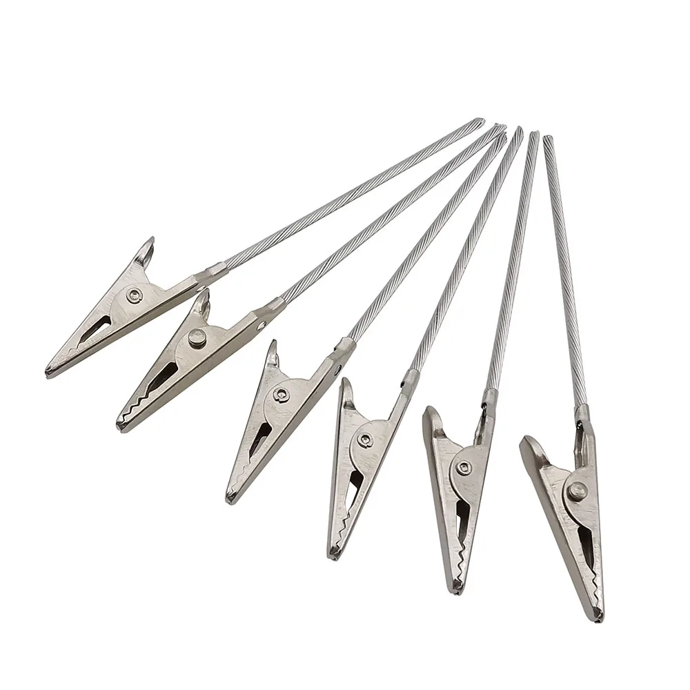 Pinzas de cocodrilo sin aislamiento, 10 piezas, alambre de Metal de cola larga, abrazadera de cocodrilo para pruebas eléctricas, 8cm, 10cm, 12cm de longitud - imagen 5