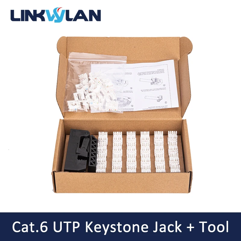 Linkwylan-herramienta de corte de prensado rápido, juego de 24 piezas, RJ45 CAT6A UTP Keystone Jack Punch Down - imagen 2