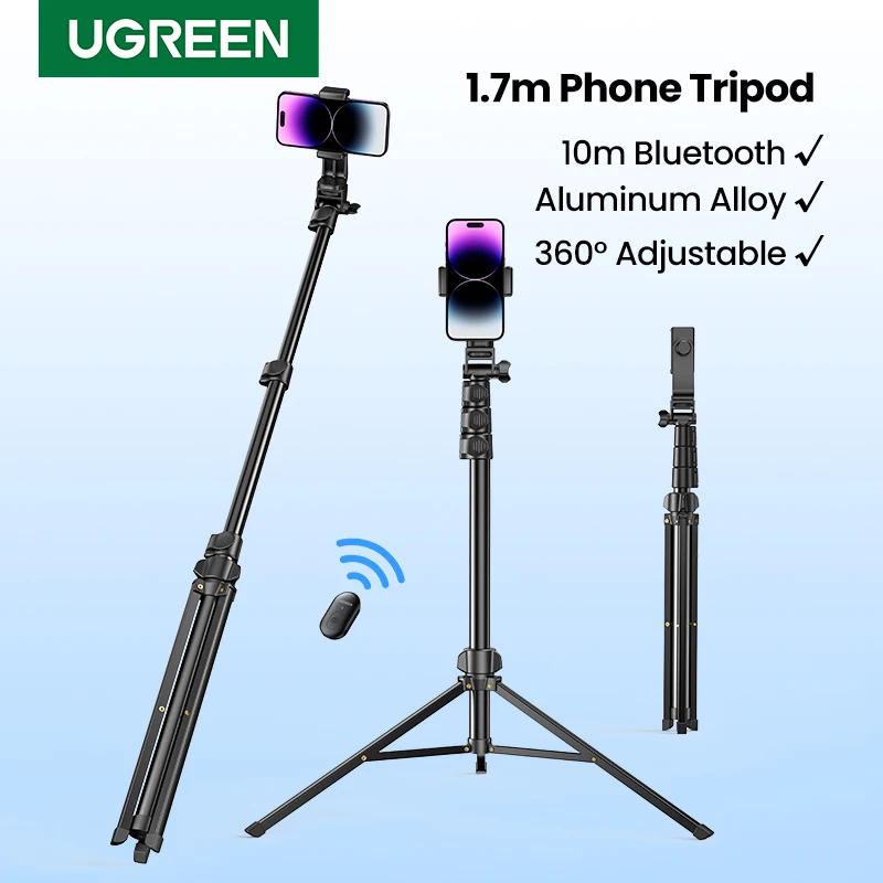 UGREEN-trípode de aluminio plegable para teléfono, soporte Universal de viaje para Gopro, iPhone, Samsung, Xiaomi y Huawei