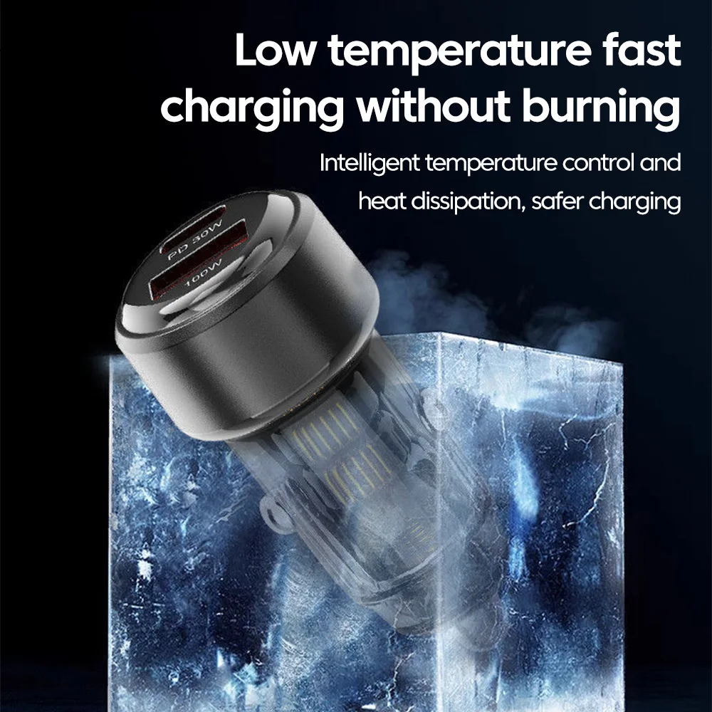 Encendedor de cargador de coche USB de 100W carga rápida para OPPO Huawei Xiaomi PD30W tipo C cargador de teléfono de coche para iPhone 16 15 - imagen 5