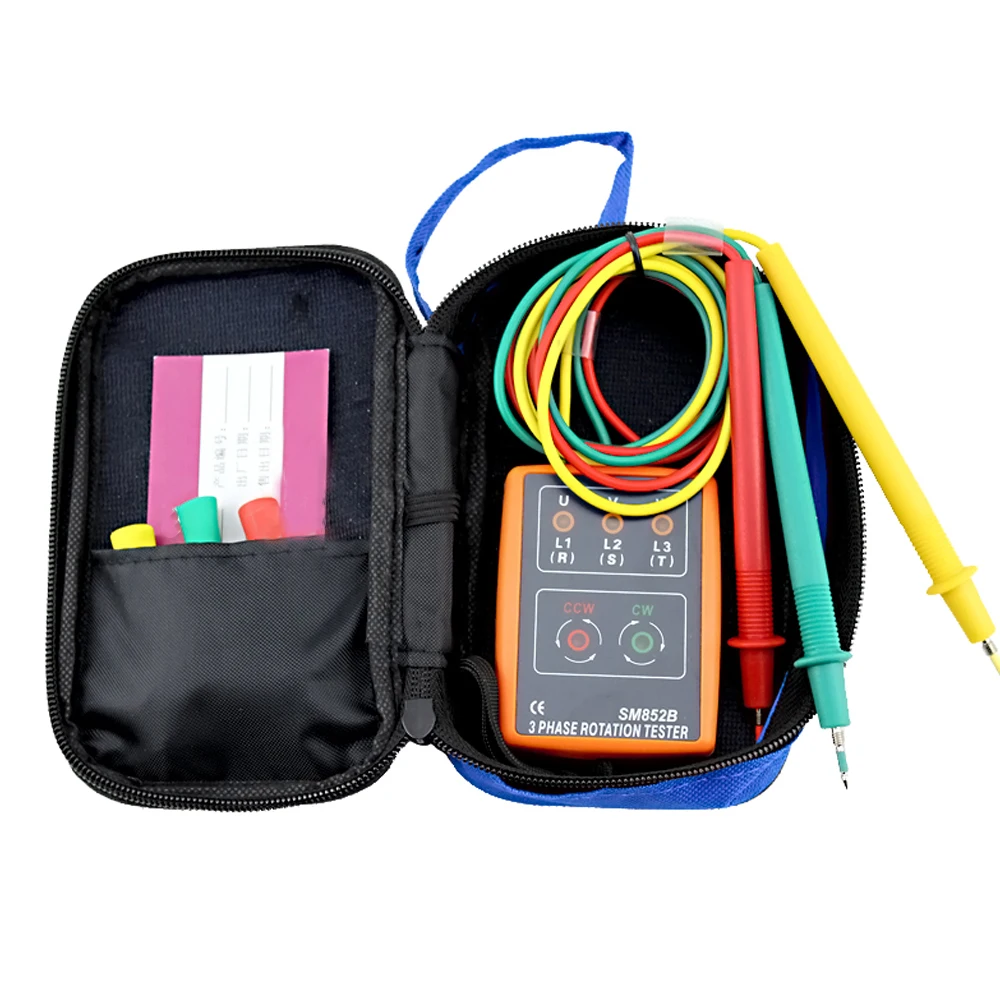 Probador de rotación trifásica SM852B, Detector de indicador de fase Digital, LED zumbador, medidor de secuencia de fase, herramientas de probador de voltaje de 60V ~ 600V CA - imagen 5