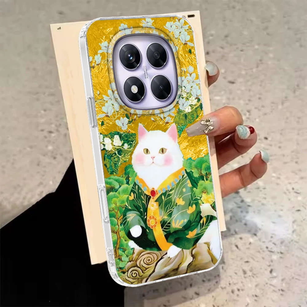 Funda de teléfono con diseño de gato y arte floral de dibujos animados para Xiaomi Redmi Note 15 14 13 12 11 11S 10 10S 9 Pro 9A 13C 14C A3 A3X 9C A1 A2 - imagen 5
