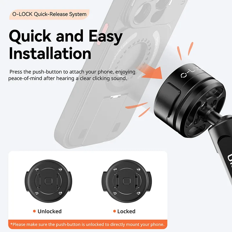 Ulanzi-Abrazadera para manillar de motocicleta, soporte de teléfono de liberación rápida para iPhone 15 Pro Max, O-LOCK II - imagen 2