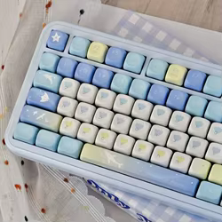 130 Keys Blue Dream MOA Profile PBT Keycaps Five Sided Dye Sublimation Keycaps for Cherry MX Switch Mechanical Keyboard