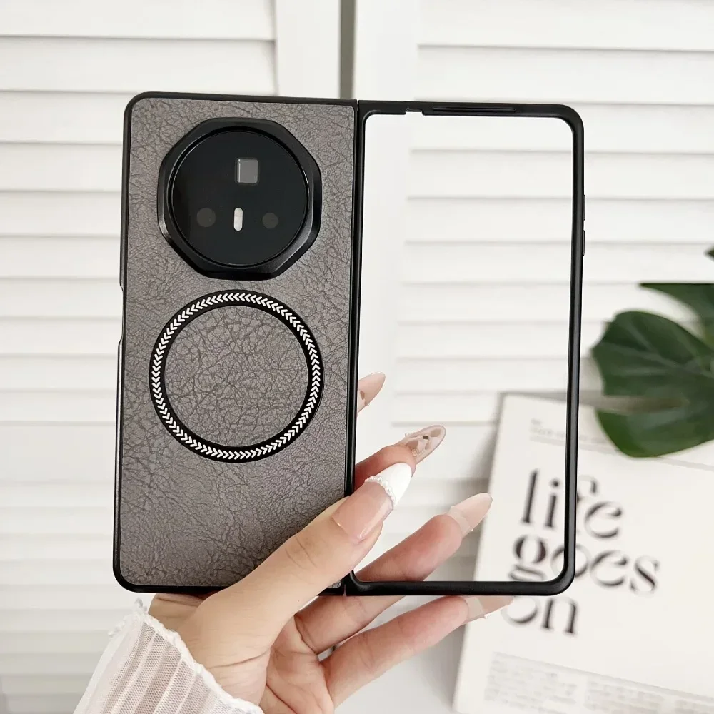 Funda de cuero de negocios de lujo para teléfono Magsafe para Huawei Honor Magic V3 VS3, funda suave con sensación de piel y carga inalámbrica a prueba de golpes - imagen 5