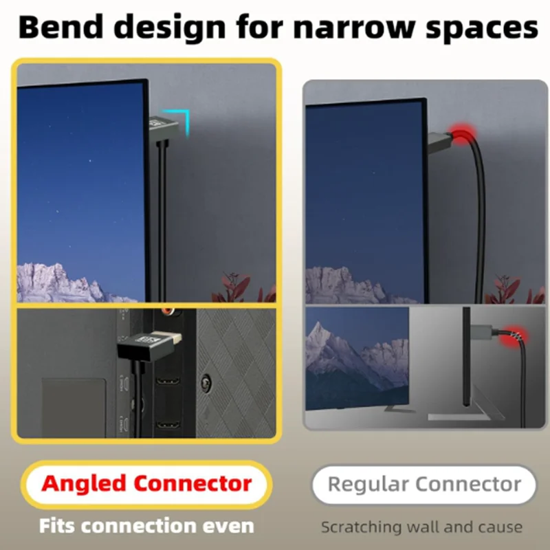 Cable en espiral compatible con HDMI corto 8K arriba abajo izquierda derecha, 48Gbps de alta velocidad macho a macho HDMI 2,1 compatible con HDR, 8K @ 60Hz,4K @ 120Hz - imagen 5