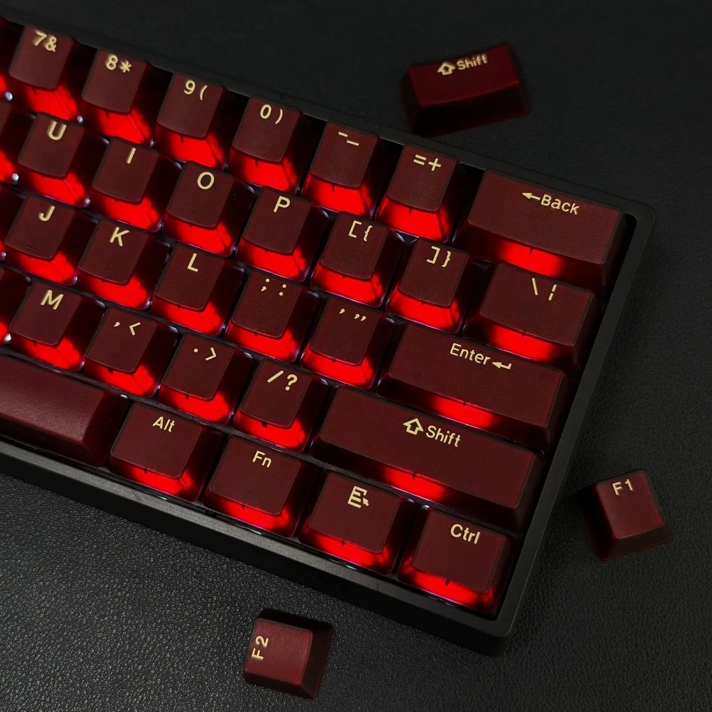 Teclas retroiluminadas RGB translúcidas rojas de 114 teclas, teclas PBT de doble disparo, teclas de pudín transparentes, perfil OEM para teclado de interruptores MX - imagen 5