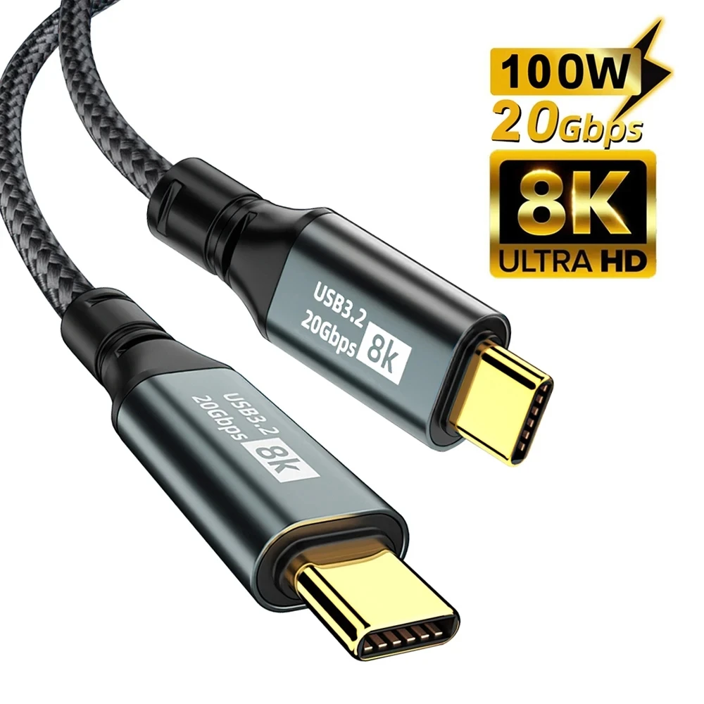 Cable de carga rápida PD100W 20Gbps 8K tipo C a tipo C para iPhone 15 Pro Max MacBook Samsung tabletas portátiles USB-C