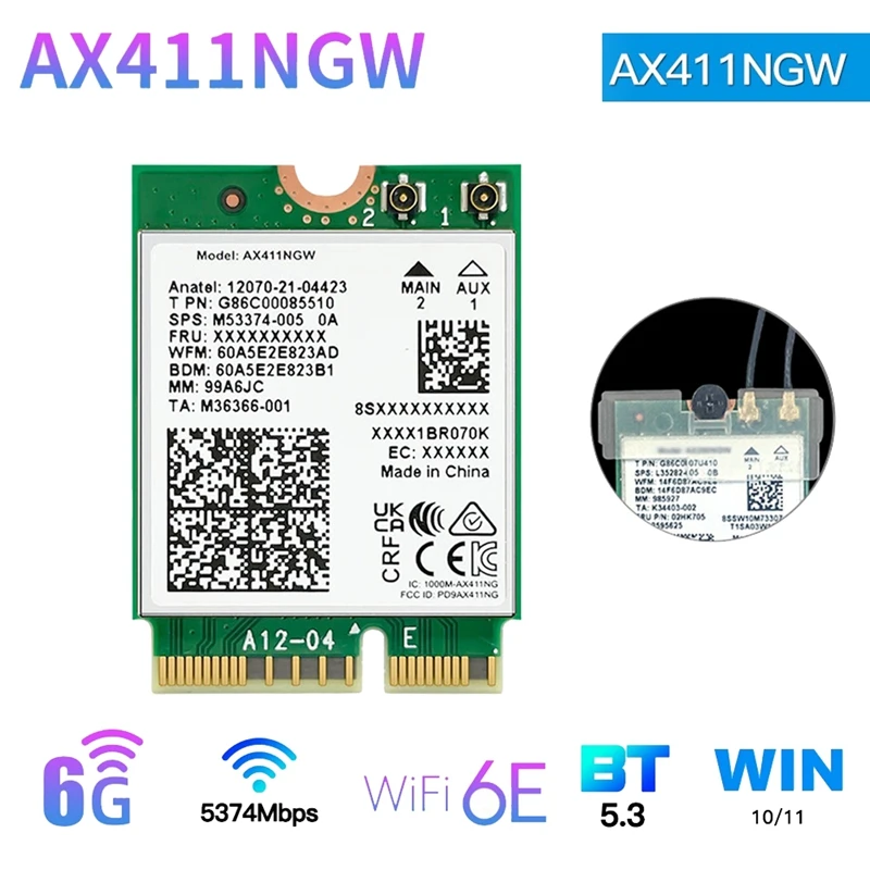 Un chip de computadora ax411ngw verde y blanco