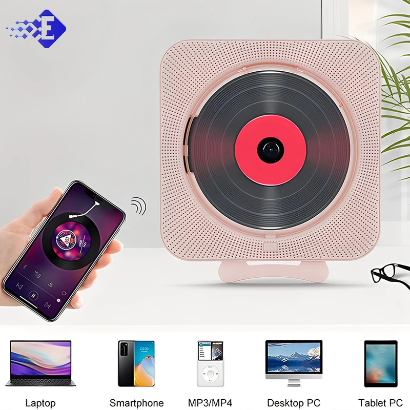 Reproductor Multimedia de CD, temporizador compacto y ligero, encendido/apagado, Bt 5,0, conector FM USB/TF, enchufe UE, EE. UU., uso doméstico portátil