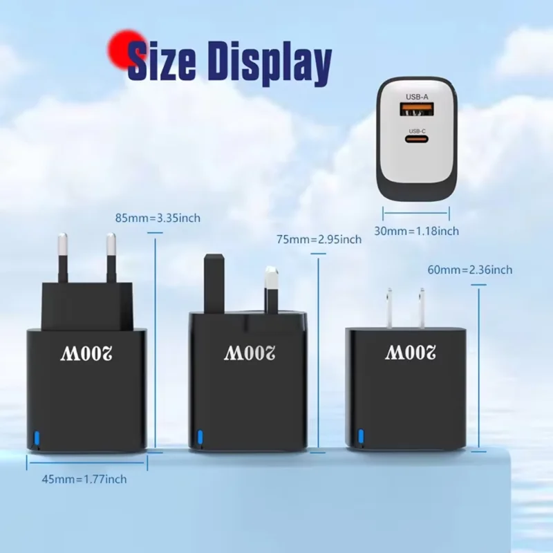 Cargador MIJIA de 200W, carga rápida multipuerto, UE/EE. UU./Reino Unido QC 3,0 PD, USB tipo C, cabezal de cargador de teléfono móvil para iPhone, Huawei y Samsung - imagen 5