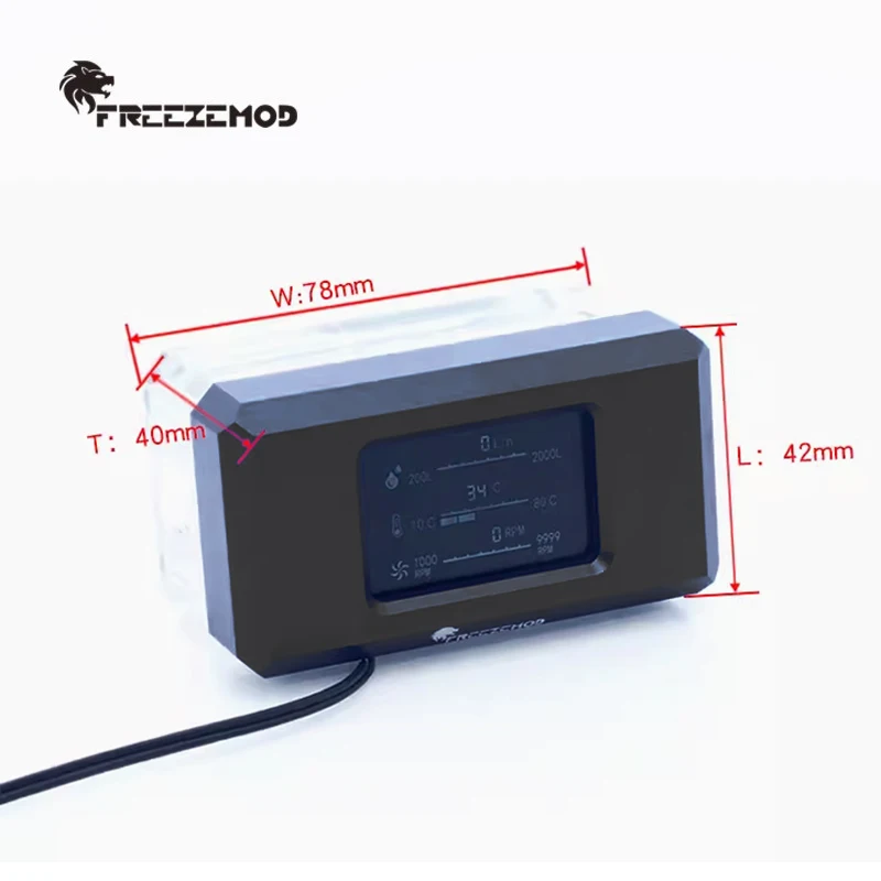 FREEZEMOD LSJ-ZN Enfriador de líquidos para PC Sensor de flujo ARGB de 5 V + caudal + termómetro Monitor de refrigeración por agua 3 en 1 Pantalla digital OLED, - imagen 5