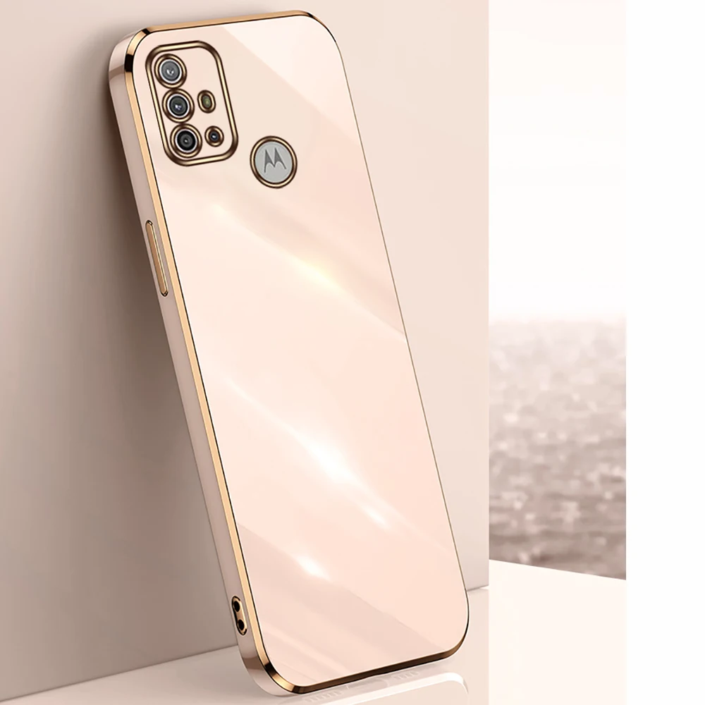 Funda de teléfono para Moto G30, cubierta suave recta chapada de lujo, cámara a prueba de golpes, Motorola E20, E30, E40, G10, G20, 30 - imagen 2