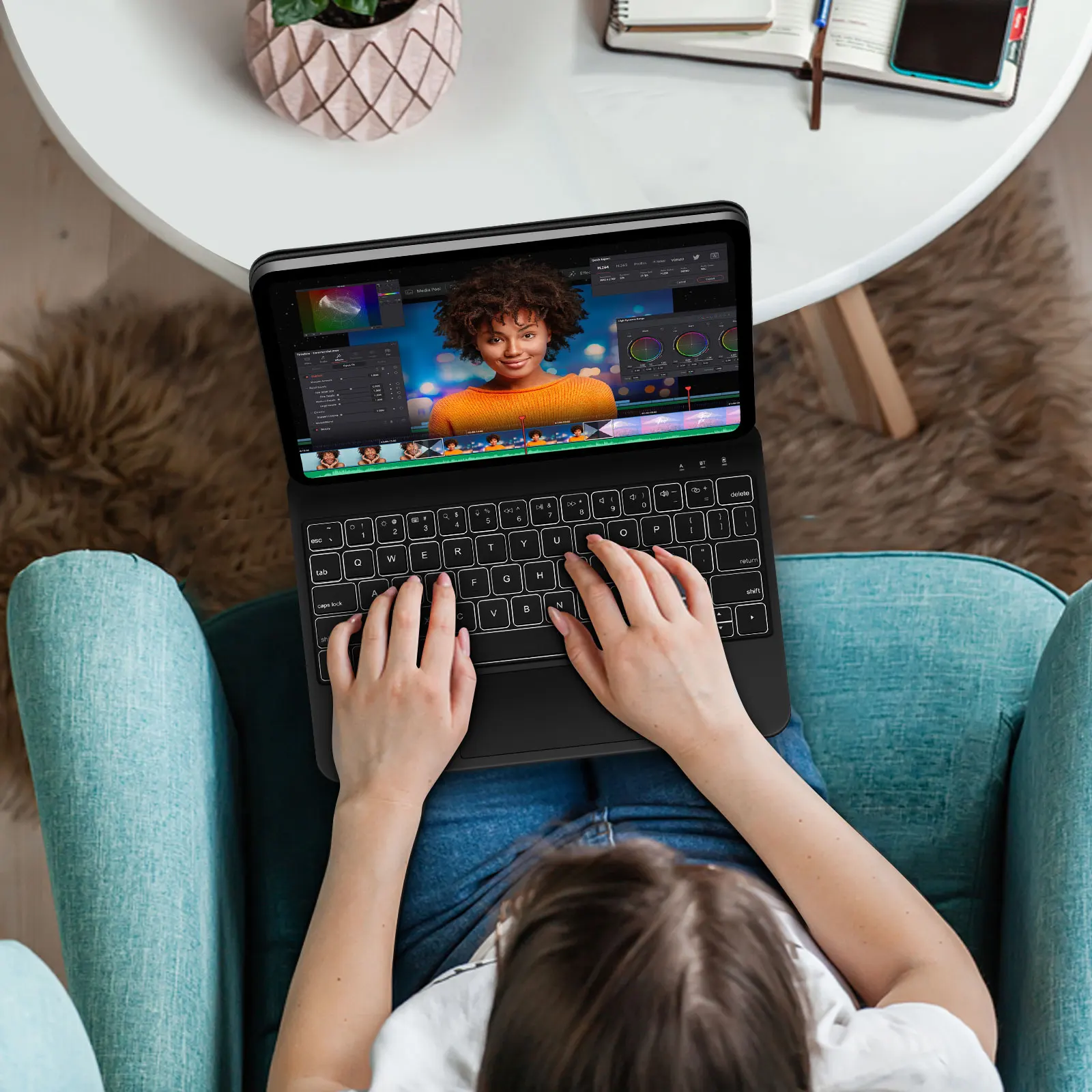 GOOJODOQ teclado mágico retroiluminado para iPad Air 6 2024 funda para iPad Air 11 pulgadas funda iPad Air 5 Air 4 funda folio de 10,9 pulgadas - imagen 4