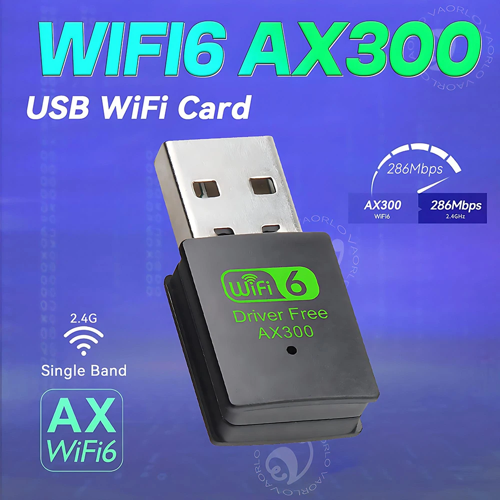 WIFI6 USB Wireless Network Card Adapter AX300 802.11AX 2.4GHz WI-FI Receiver Mini Dongle For PC Laptop Windows7/10/11 Drive Free - imagen 2