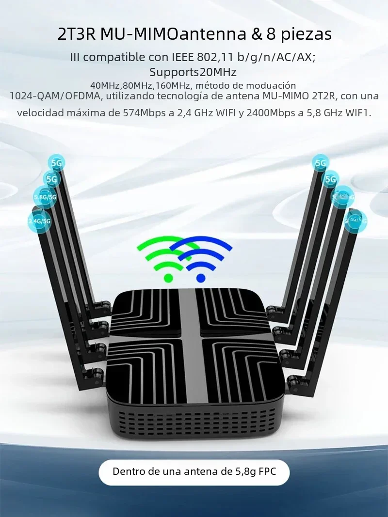 Enrutador ZBT de doble tarjeta cat9 4G 3000Mbps Wi Fi Openwrt WIFI6 MESH USB3.0 4 * LAN 8 antena 2,4 GHz 5GHz extensor de red de doble banda - imagen 4