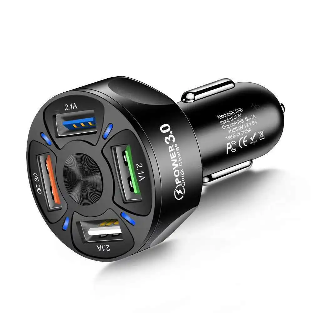 Cargador de coche QC3.0 de 4 puertos, carga rápida, carga rápida, USB de 35W, adaptador de encendedor de cigarrillos para iPhone y Samsung - imagen 2
