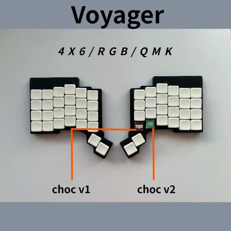 Teclado dividido de perfil bajo RGB inspirado en Voyager para interruptor CHOC V1 y V2 Compatible con MagSafe funda FDM intercambiable en caliente con cable QMK