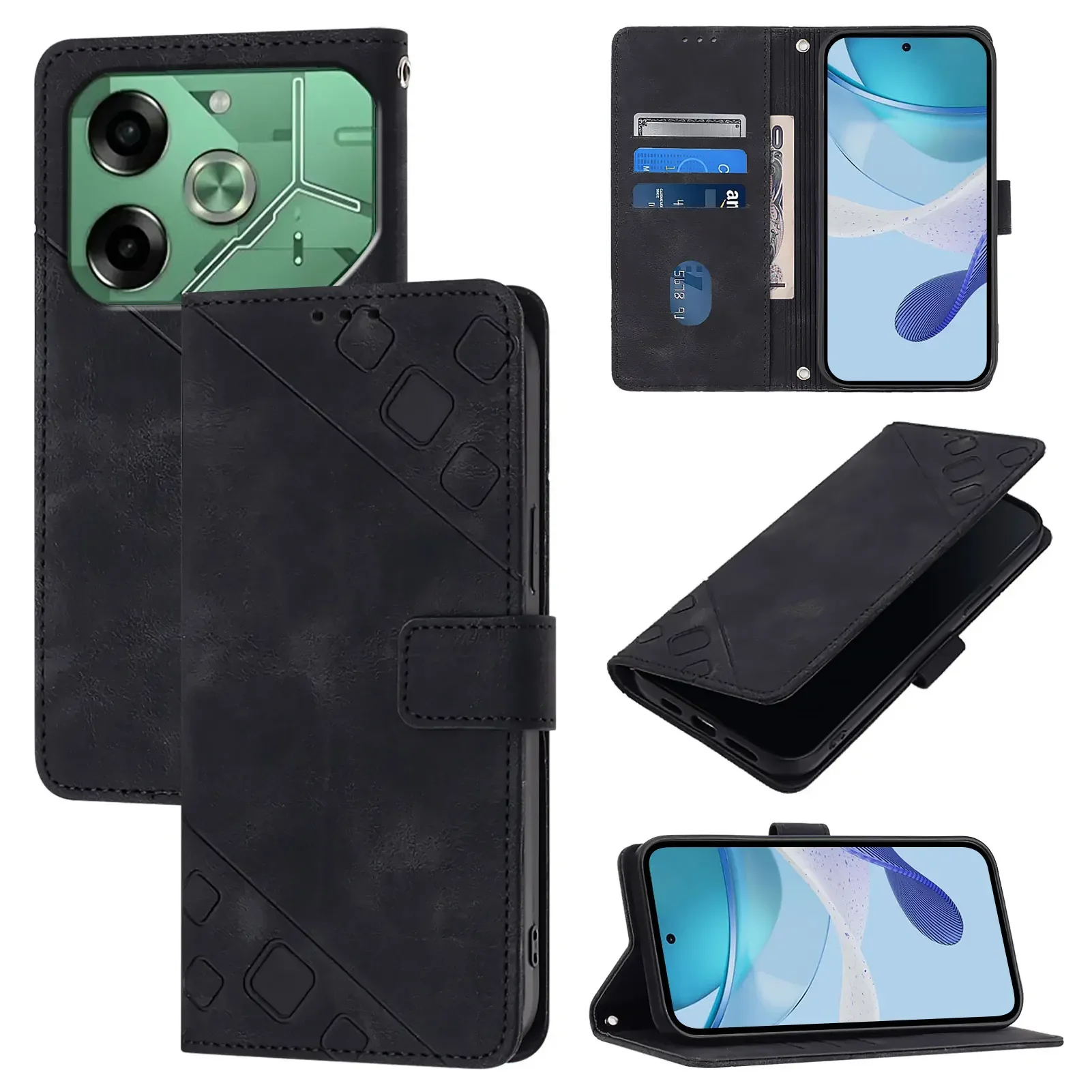 Funda de cuero PU para Tecno Pova 6 4G, carcasa con bolsillo para tarjetas, protección completa para teléfono