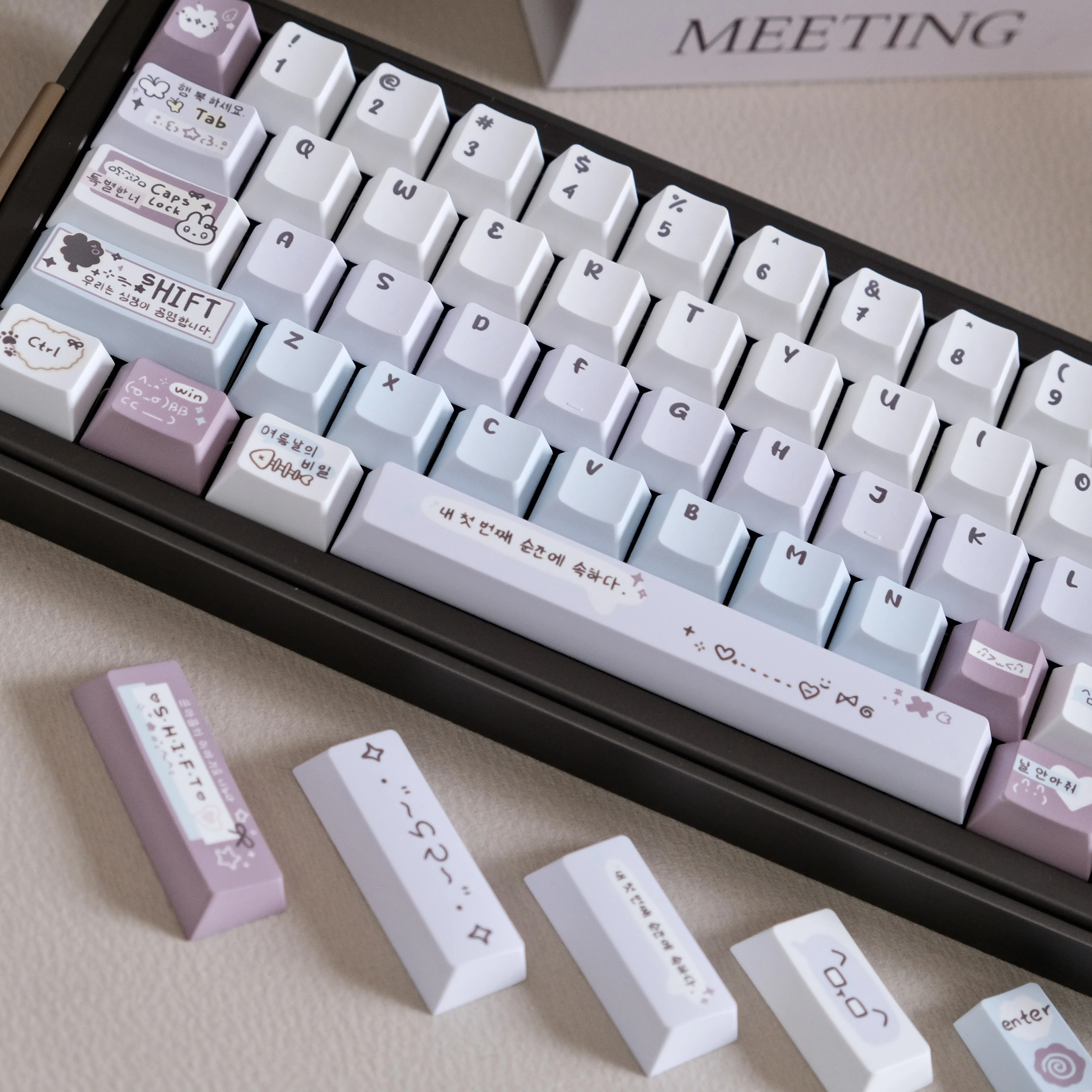 Keycap Collage Theme Cherry Pbt Material Sublimación de cinco caras Keycap Teclado de 132 teclas Aula Keycap - imagen 3