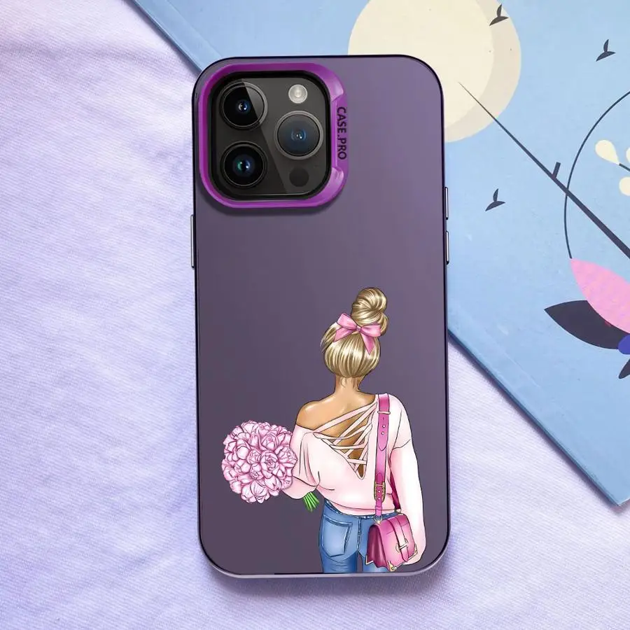 Funda trasera de teléfono para mujer urbana de dibujos animados para iPhone 12 XR 17Air 16 17 Pro Max 16e 14 11 15 Plus 13 XS - imagen 2