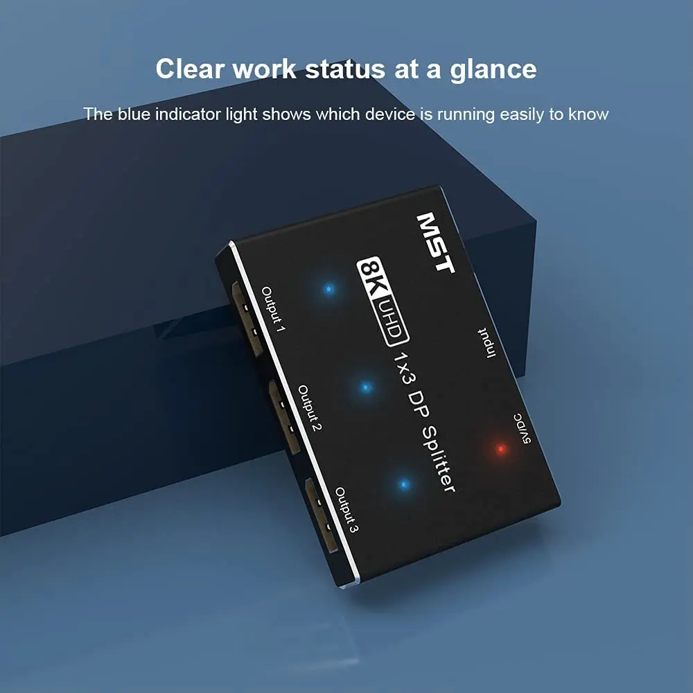 Divisor DisplayPort 8K DisplayPort 1.4 MST SST Splitter Convertidor de vídeo 1 en 3 salidas para fuente Ultra HD de 1 DP a 3 HD DisplayPort - imagen 5