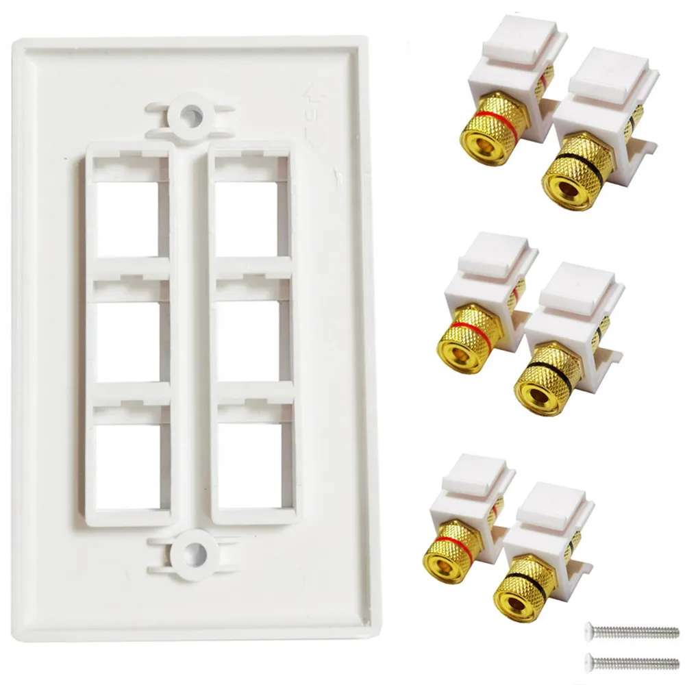 Placa de pared para altavoz, postes de encuadernación de plátano, inserto de conector Keystone con anillos negros y rojos, altavoz de Audio tipo tornillo Keystone 70*115 - imagen 3