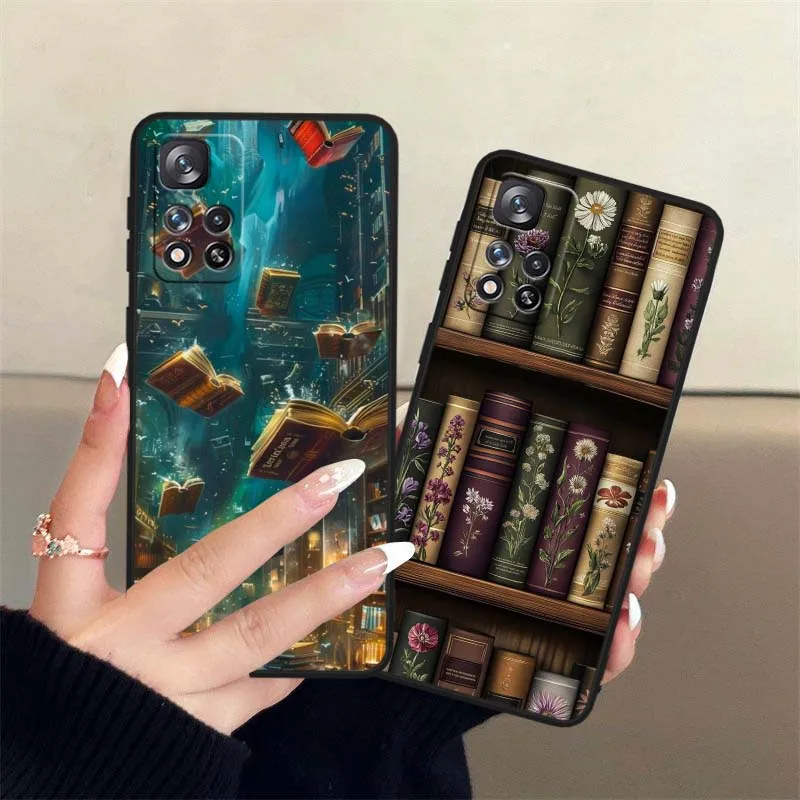 Funda de diseño artístico de estantería para Xiaomi Redmi Note 11T 11 11S 11SE 10 10T 10S 9 9 9T 8T 8 Lite Pro Plus Max funda de teléfono negra - imagen 2