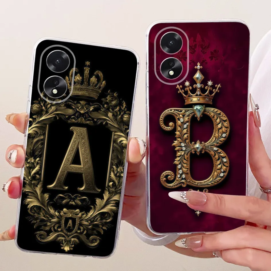 Para OPPO A18 A38 funda CPH2579 CPH2591 letras Retro corona suave delgada silicona TPU contraportada para OPPOA18 Fundas en parachoques OPPOA38 - imagen 2