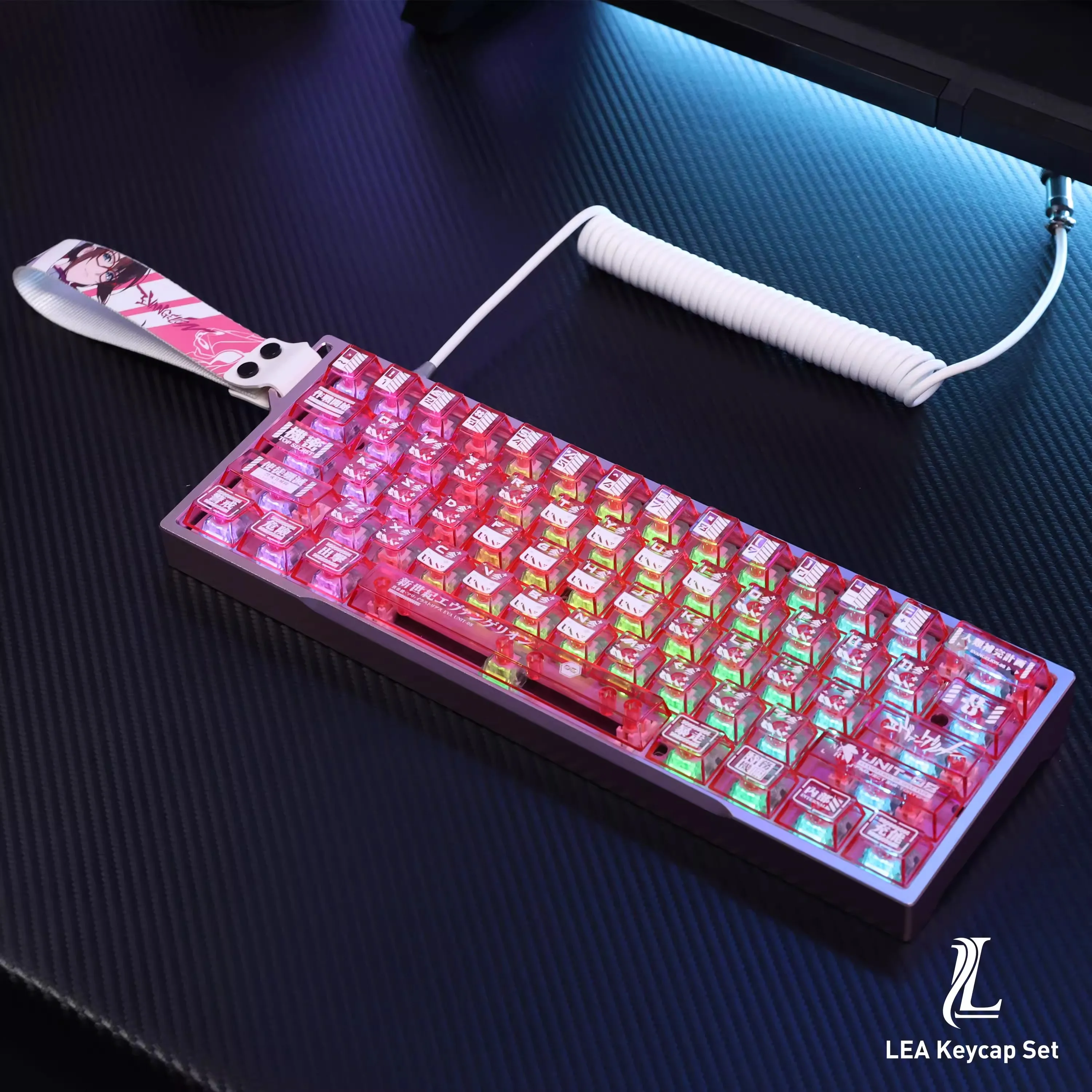 Juego de teclas de Anime transparentes rosas, 121 teclas, tapas de teclado de PC, teclas de perfil de cereza personalizadas para accesorios de teclado mecánico - imagen 3