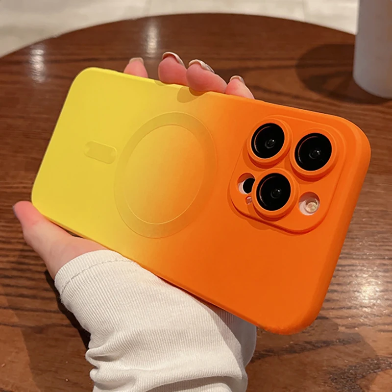 Funda de carga inalámbrica magnética de Color de contraste de lujo para Magesafe iPhone 11 12 13 14 15 16 17 Air Pro Max Plus cubierta a prueba de golpes - imagen 5