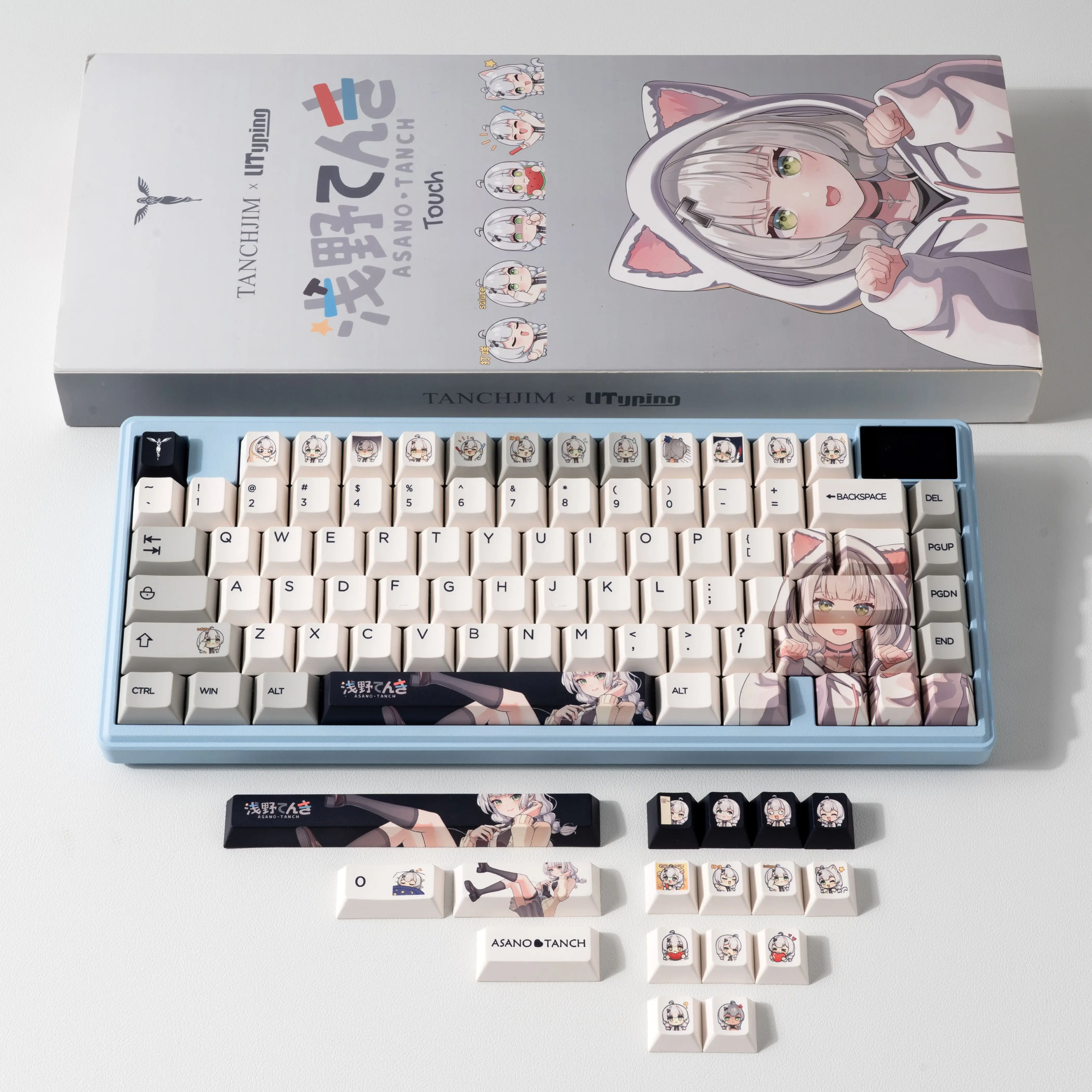 Teclas de Anime XVX Asano tanch, perfil de cereza, tinte Sub Kawaii, PBT, 167 teclas, juego de teclas bonitas para teclado mecánico para juegos