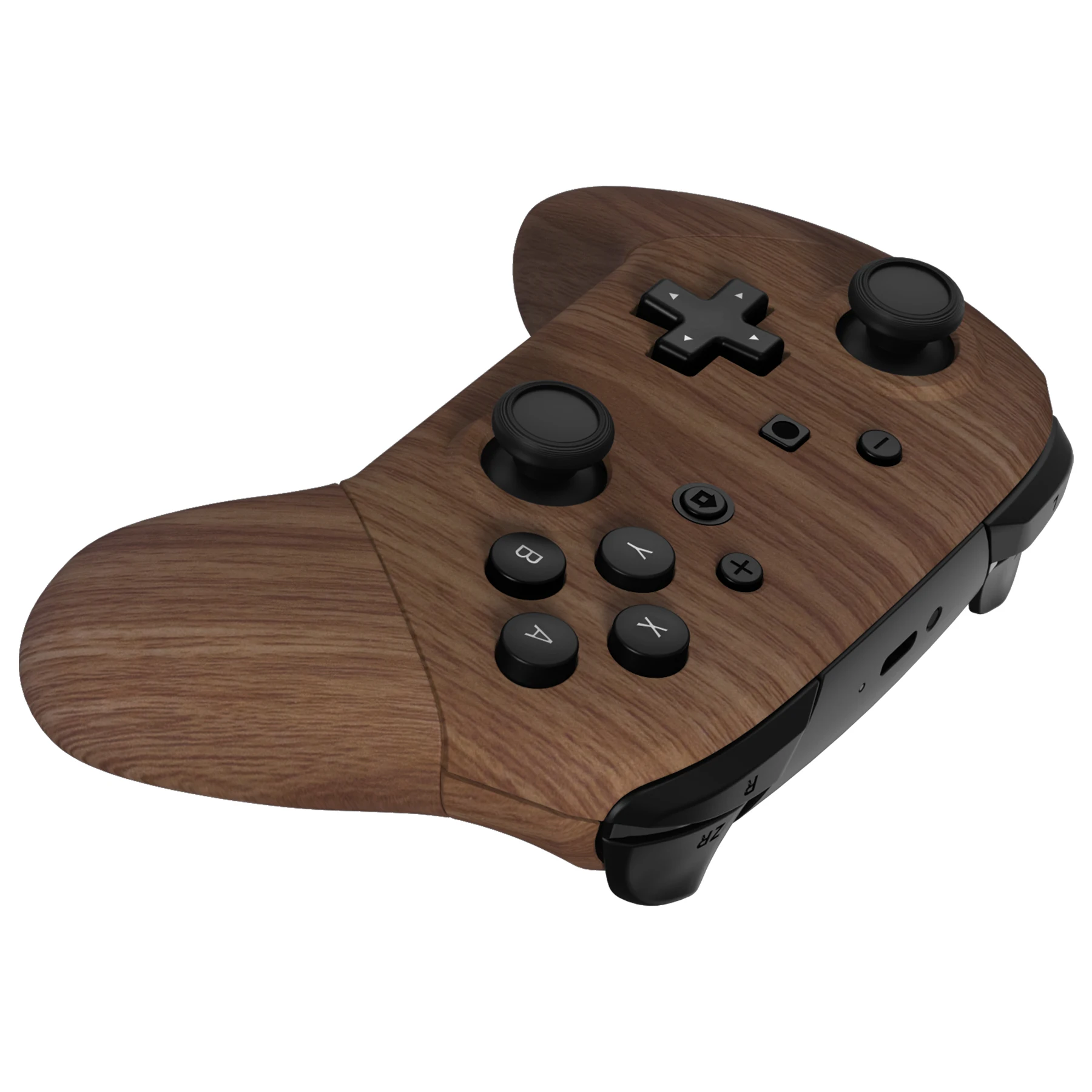 EXtremeRate-manijas de placa posterior para Nintendo Switch Pro, mango de placa frontal, grano de madera, tacto suave, botones de carcasa de repuesto - imagen 5