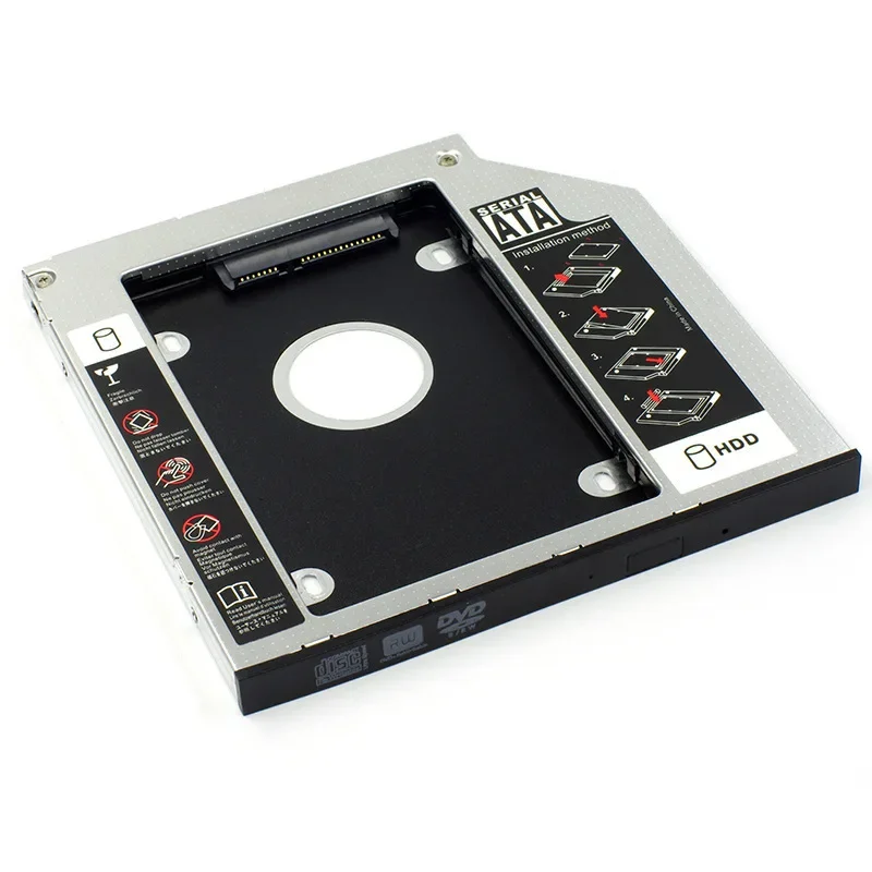 Caja de disco duro de aluminio para portátil, carcasa adaptadora de DVD, SSD 9,5, SATA 12,7 Optibay, 3,0mm, 2,5mm, 2nd HDD Caddy - imagen 5