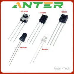 10 Uds VS1838 1838 VS0038 HS0038 VS1838B tubo receptor infrarrojo de Control remoto Universal con blindaje