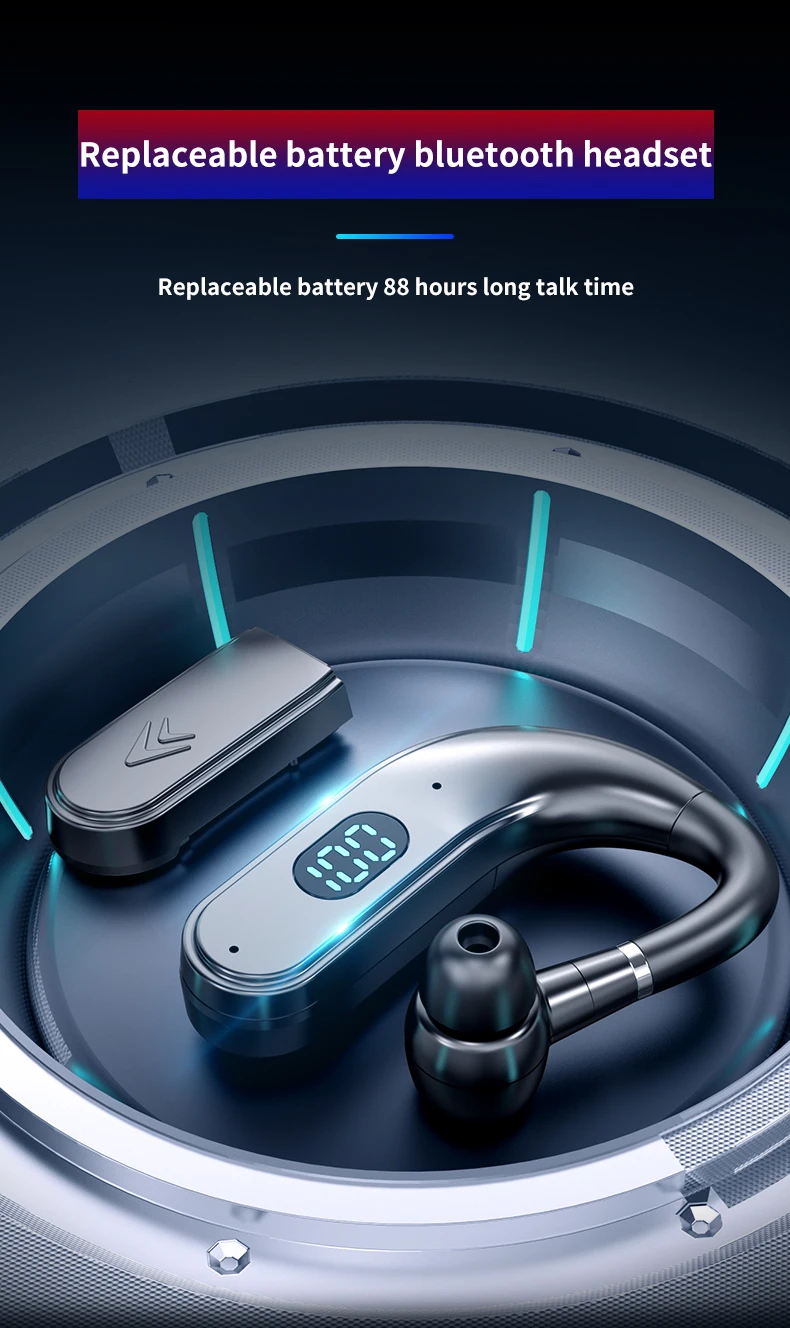 con pantalla Digital LED X5 auriculares Bluetooth 5,2 auriculares inalámbricos manos libres de negocios auriculares deportivos estéreo impermeables - imagen 4